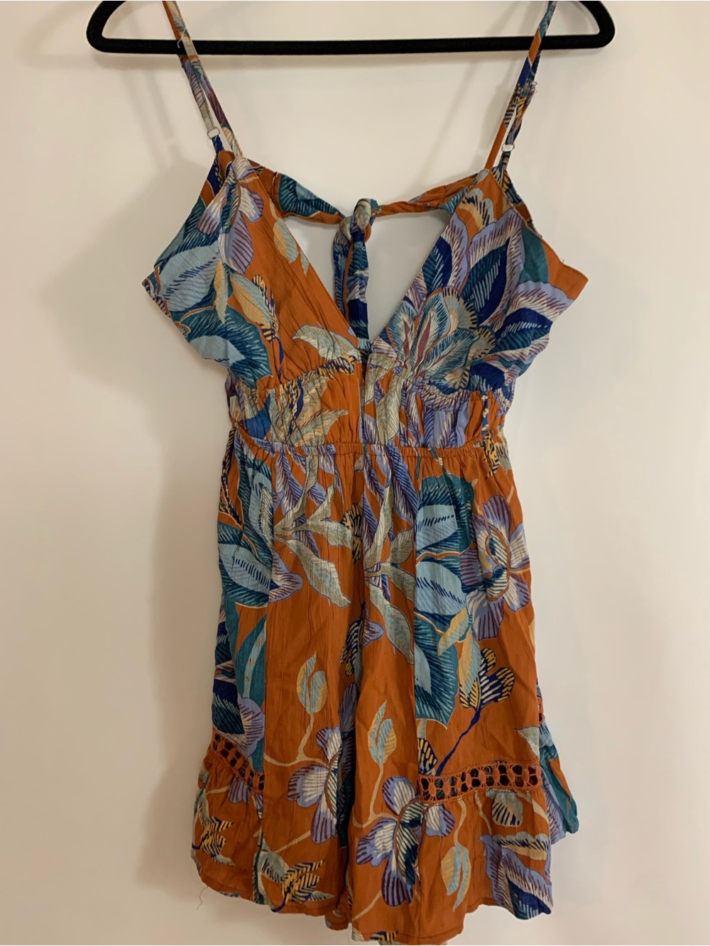 Angie Rust Multi Color Floral Tie-Back Mini Dress